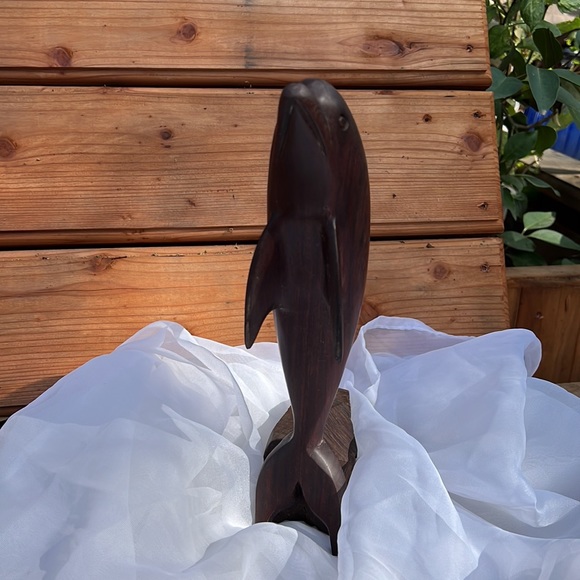Ironwood Hand Carved Dolphin Sculpture 12.5” tall/Dolphin Sculpture/ Dolphin Art - Picture 3 of 10